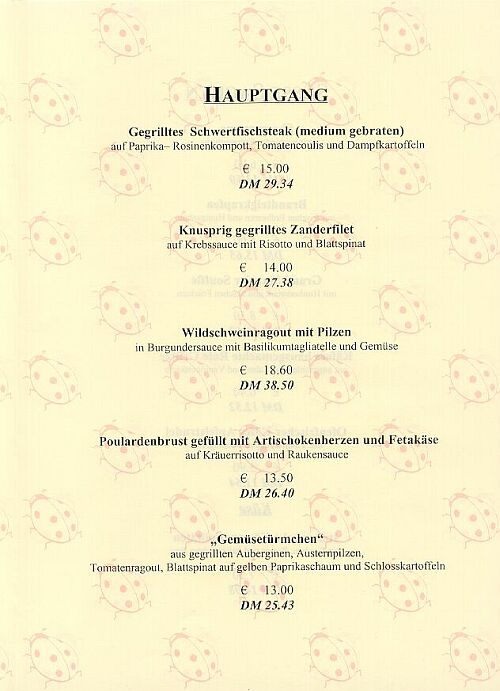 Speisekarte | Käfer Brasserie | Innenansicht