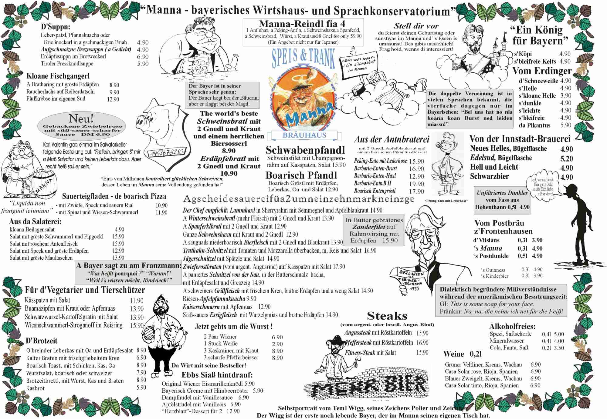 Speisekarte | Brauhaus Manna | Au&szlig;enansicht