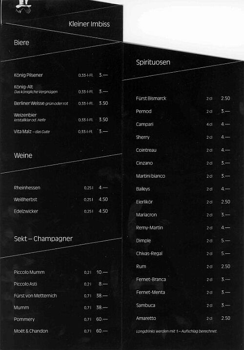 Speisekarte | Café de l´Opera | Innenansicht