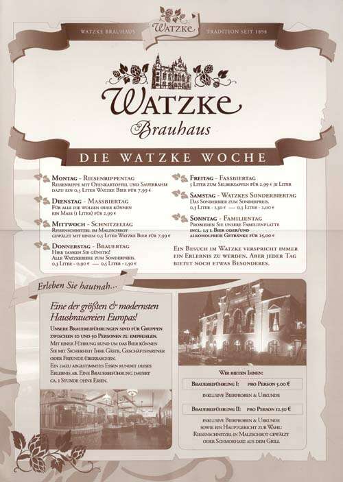 Speisekarte | Watzke | Au&szlig;enansicht