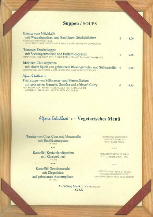 Speisekarte | Schubeck’s Check Inn | Innenansicht